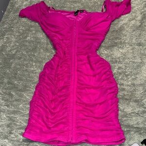 Windsor Pink Ruched Bodycon Mini Dress